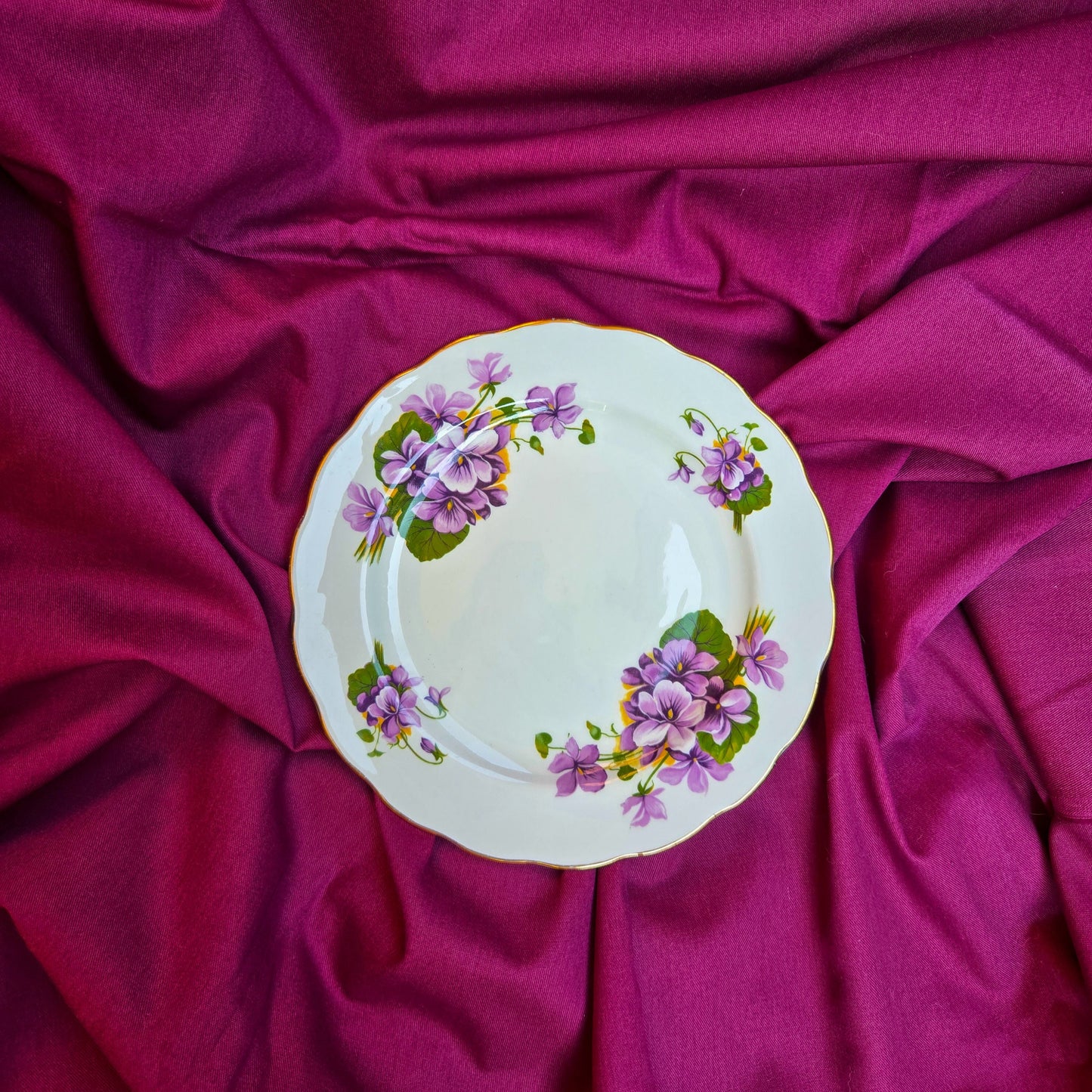 Scalloped Violets Bone China Plate