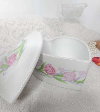 1990s Tulip Heart Trinket Box